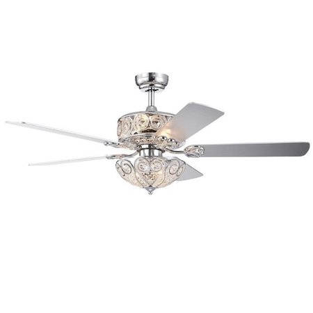 WAREHOUSE OF TIFFANY Warehouse of Tiffany CFL-8370REMO-CH 52 in. Catalina 5-Blade Crystal Ceiling Fan; Chrome CFL-8370REMO/CH